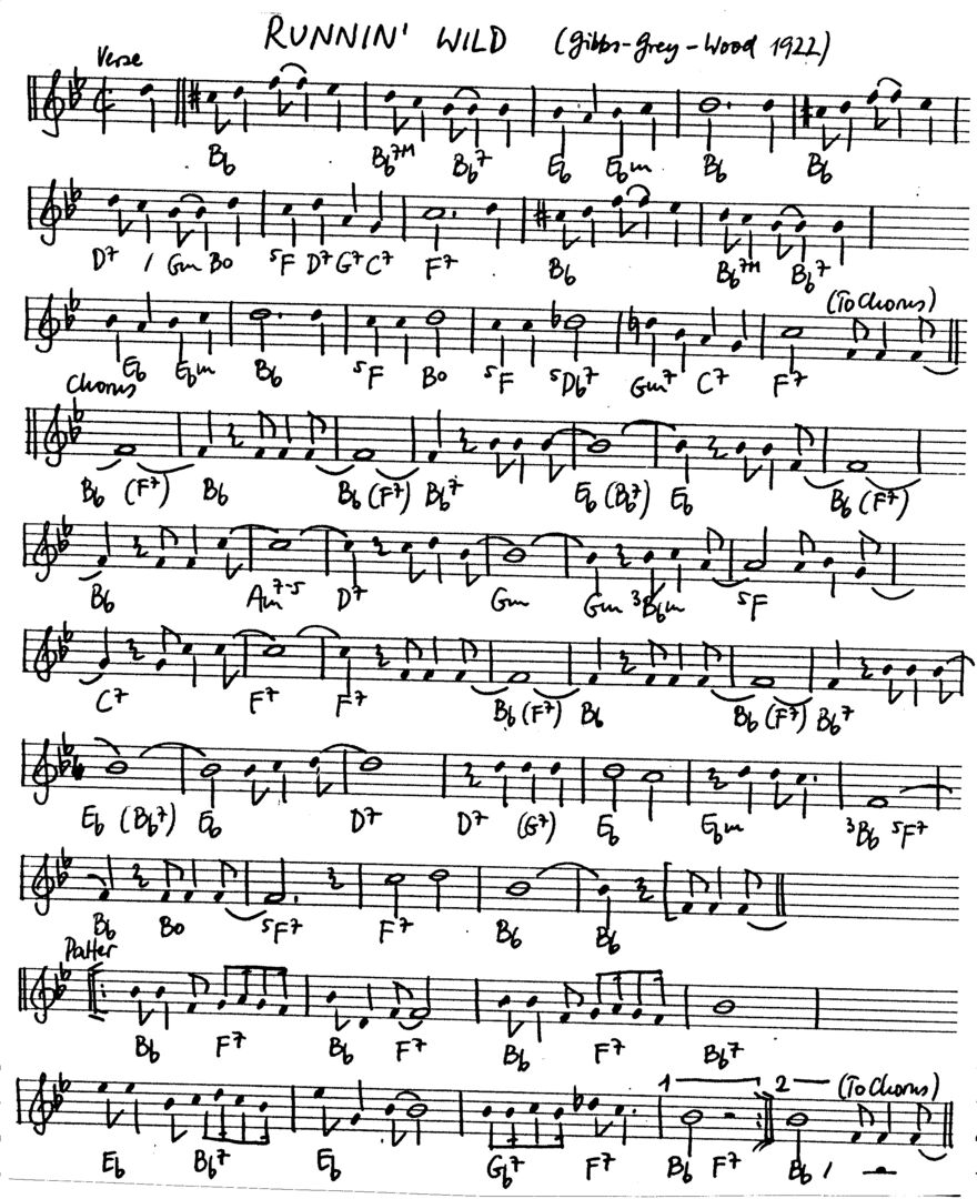 runnin' wild leadsheet – book us for your next 20s or gatsby event